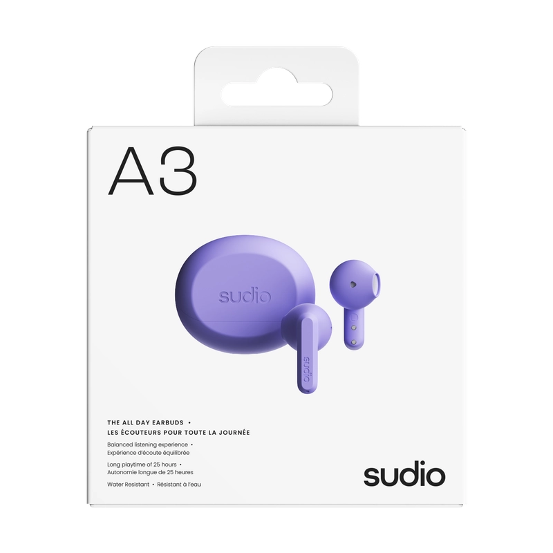 Sudio A3 Kablosuz (True Wireless) Kulak İçi Kulaklık | Soft Purple