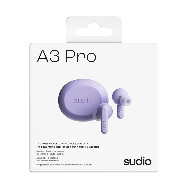 Sudio A3 Pro ANC True Wireless Kulak İçi Kulaklık | Soft Purple