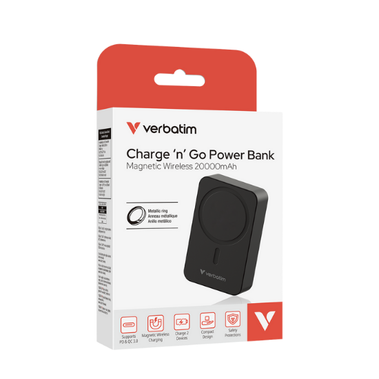 Verbatim 20000 Mah Manyetik Kablosuz (Magsafe) 15W Powerbank 35W PD Siyah Renk Kablo Dahil-(32223)