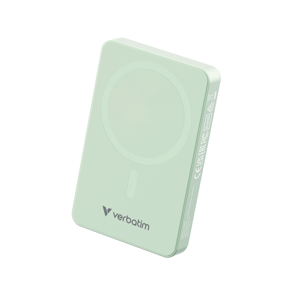 Verbatim 10000 Mah Manyetik Kablosuz (Magsafe) 15W Powerbank 20W PD Yeşil Renk Kablo Dahil-(32228)