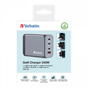 Verbatim 240 W GAN Hızlı Şarj 4 Bağlantı Noktalı 1x Usb-C® PD 140W/1x Usb-C® PD 100W/1x Usb-C® PD 65W / 1x Usb-A QC 3.0(32205)