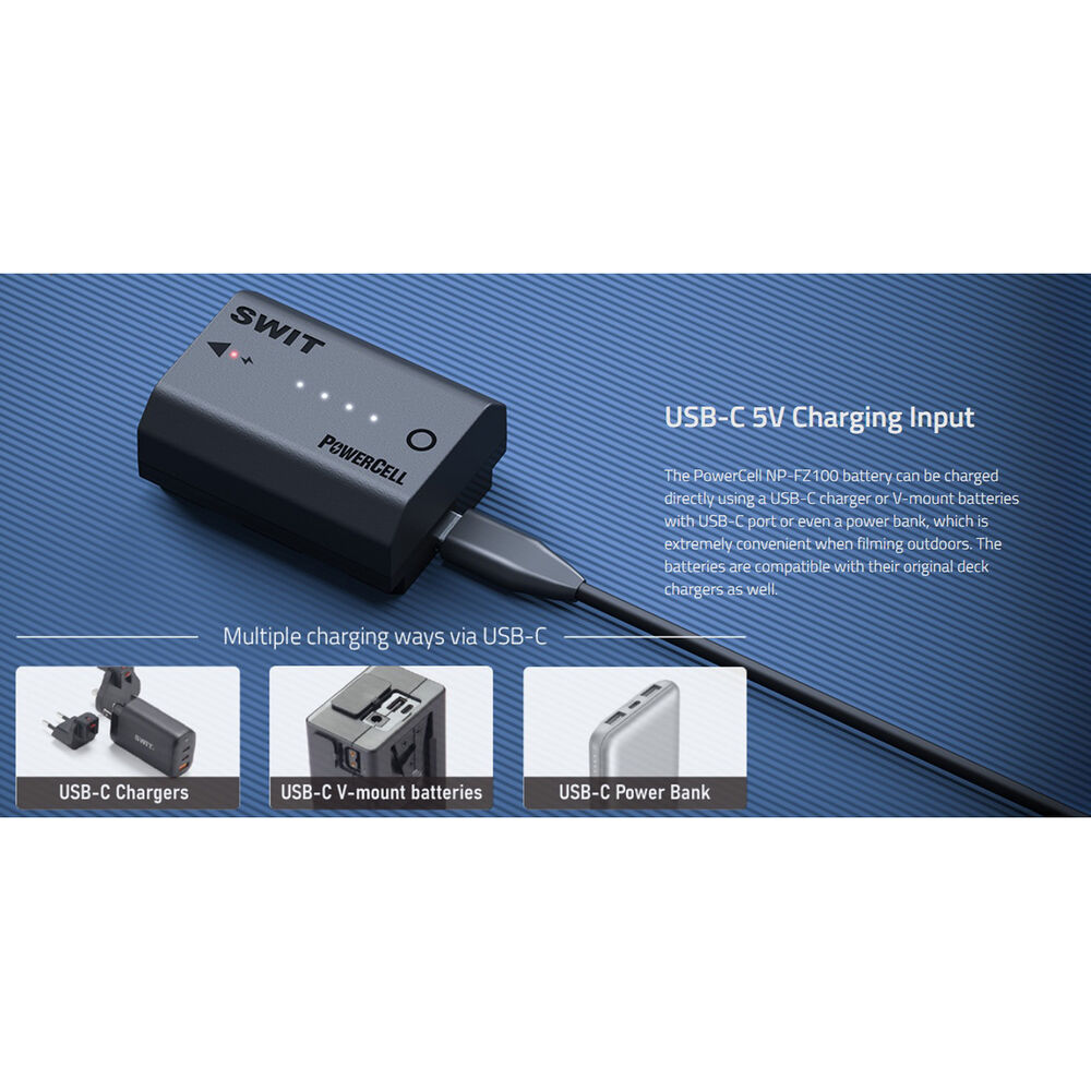 SWIT PowerCell NP-FZ100 USB-C Kamera Bataryası (Sony Uyumlu, 2200mAh)