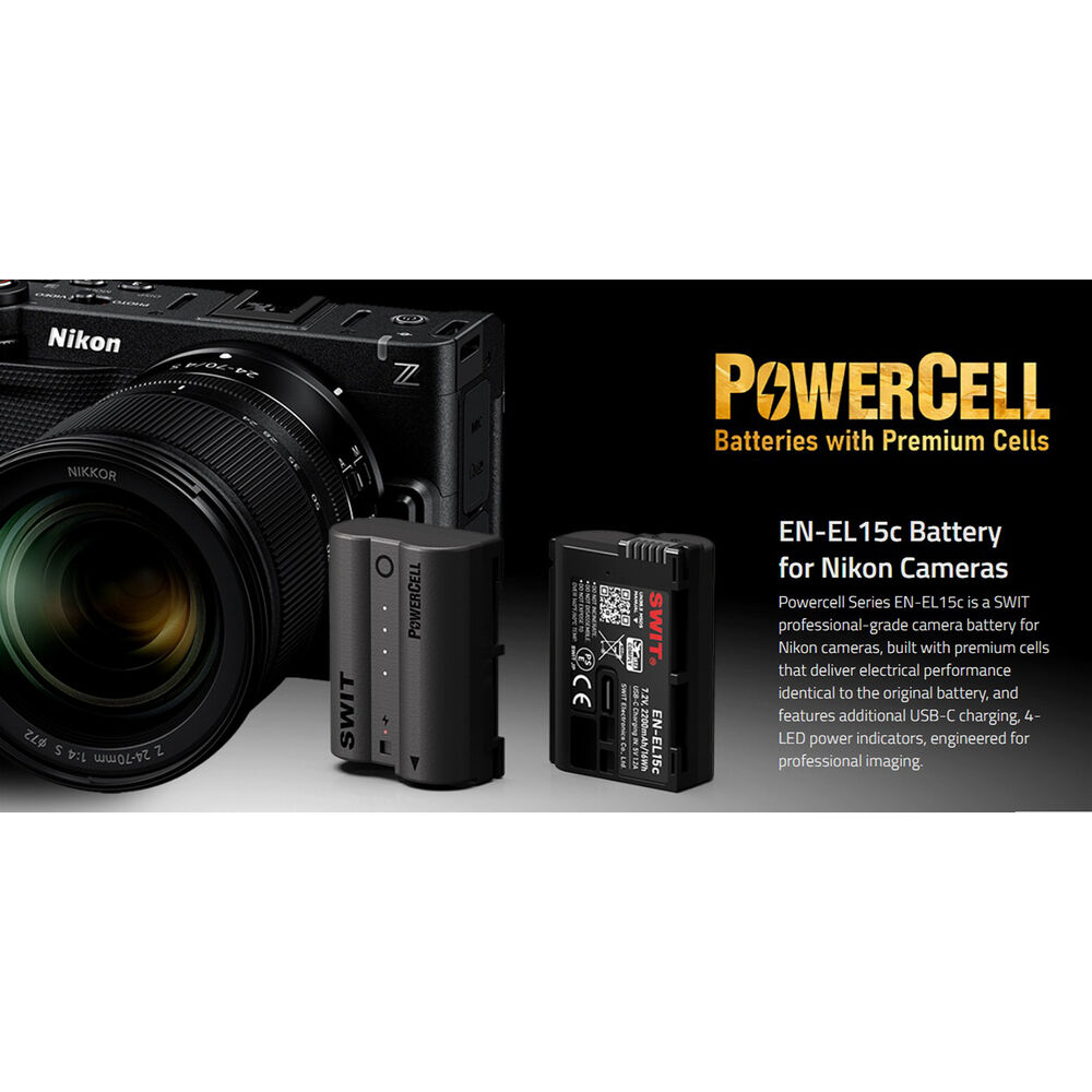 SWIT PowerCell EN-EL15C USB-C Kamera Bataryası (Nikon Uyumlu, 2200mAh)