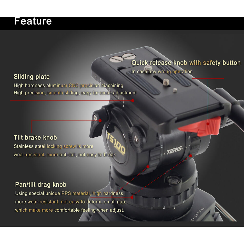 Teris TS100CF-Q Fluid Head & Tripod Kit (Karbon Fiber) / 12 Kg