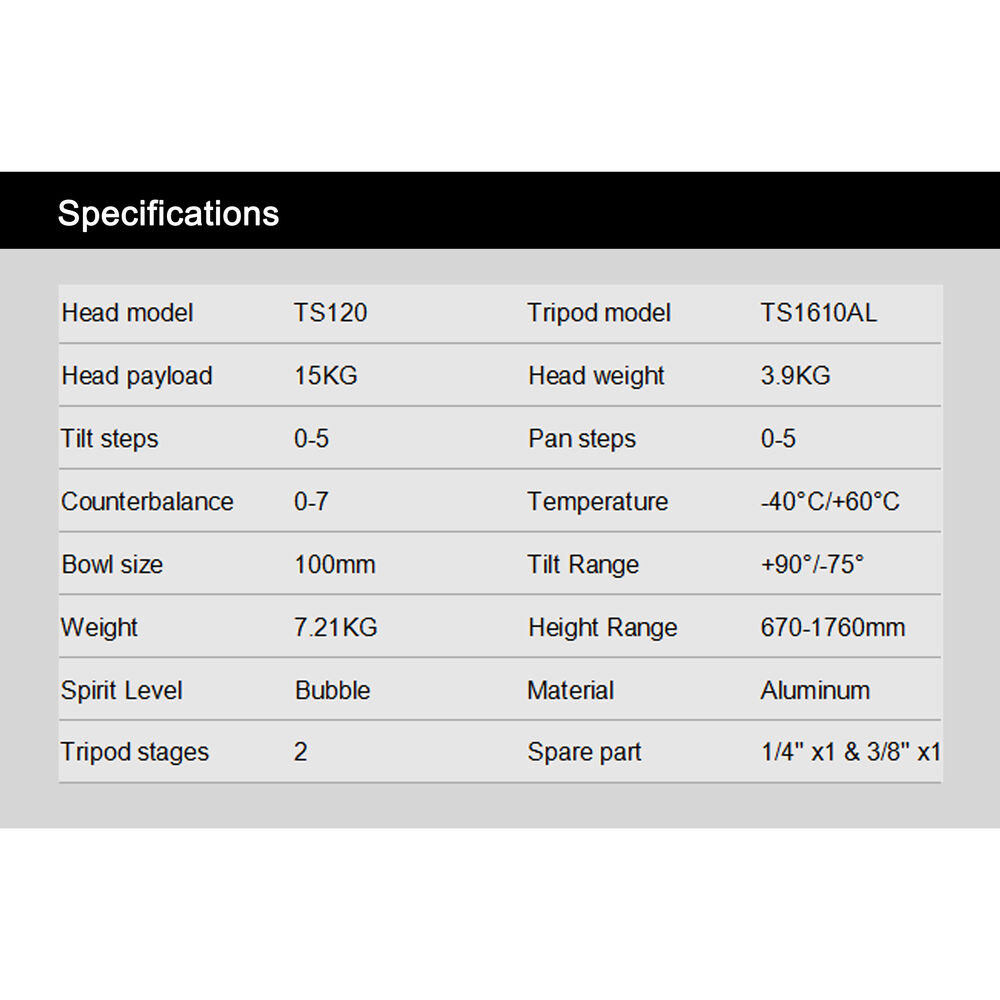 Teris TS120AL Fluid Head & Tripod Kit / 15 Kg