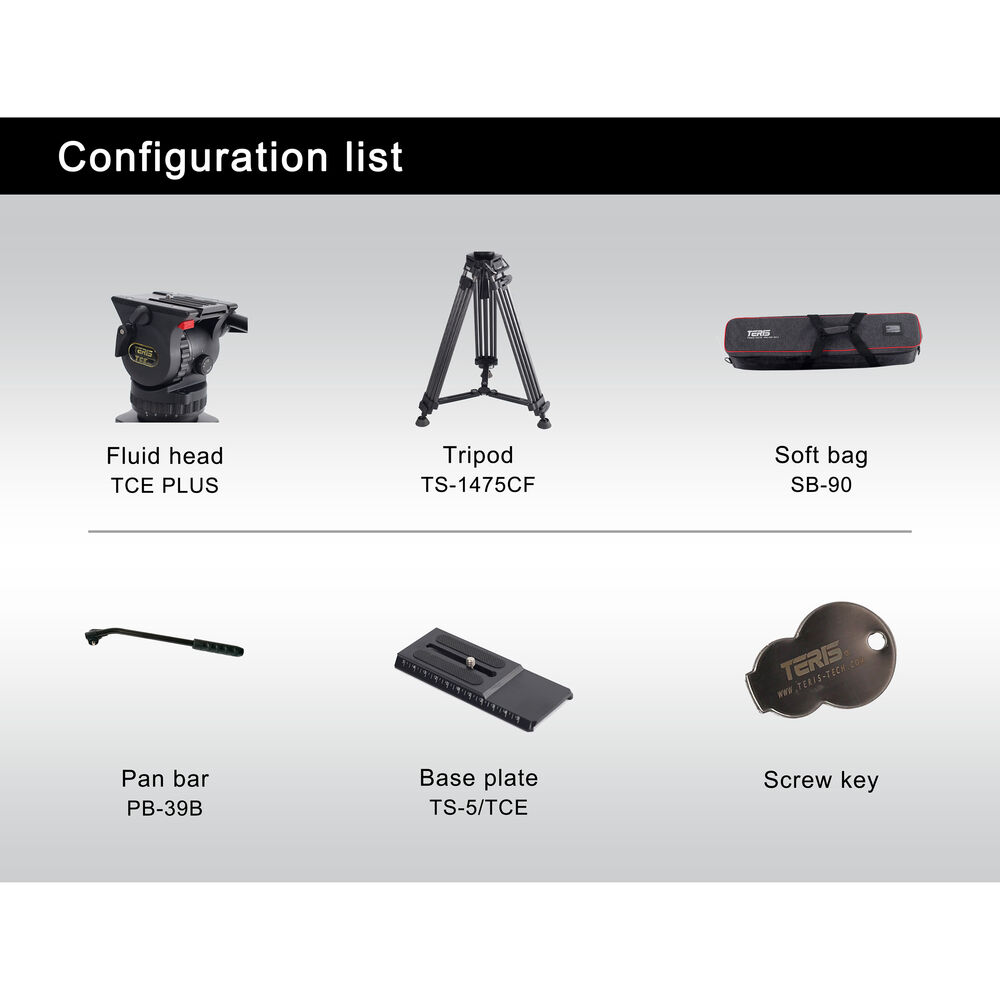 Teris TCE-CF PLUS Fluid Head & Tripod Kit (Karbon Fiber)