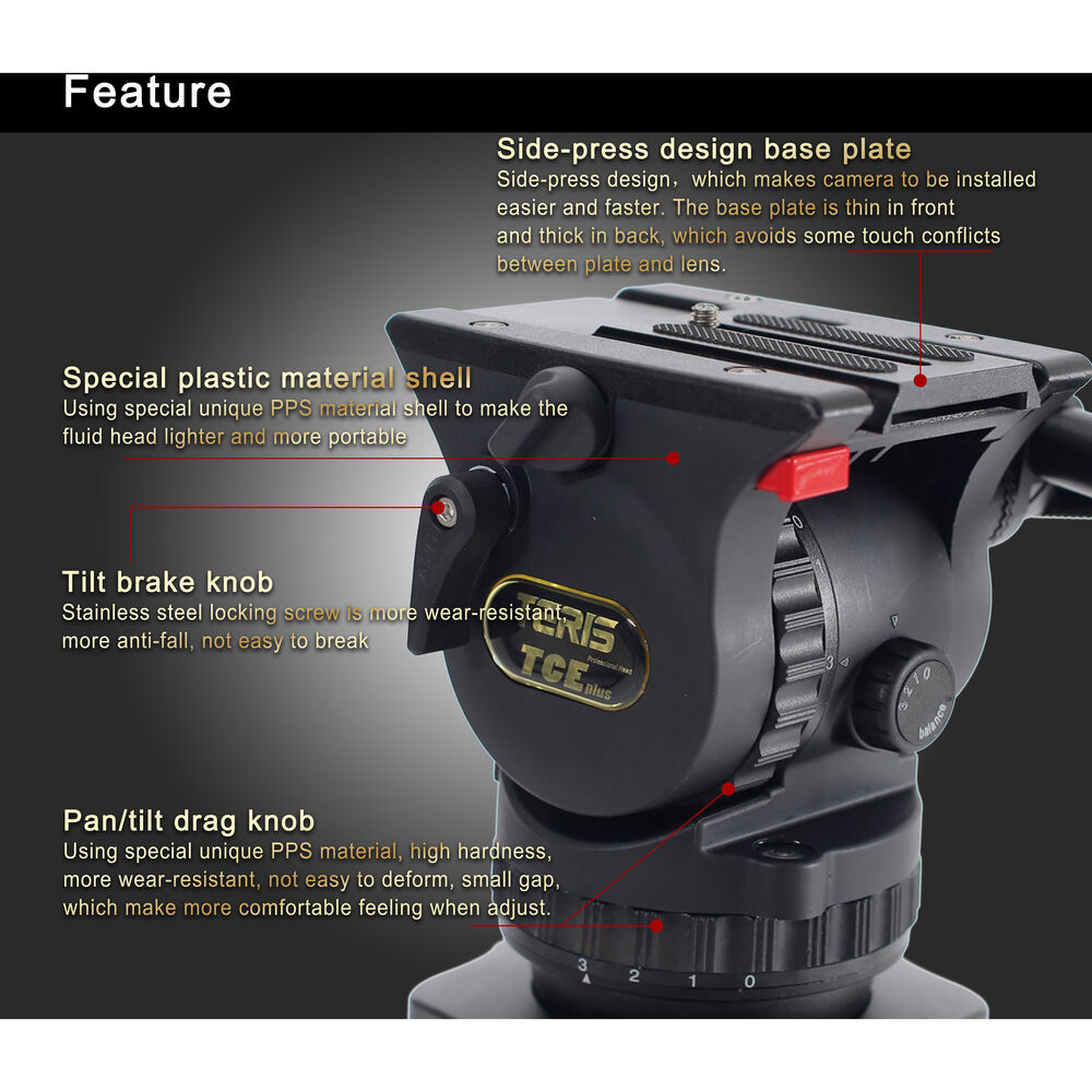Teris TCE-CF PLUS Fluid Head & Tripod Kit (Karbon Fiber)
