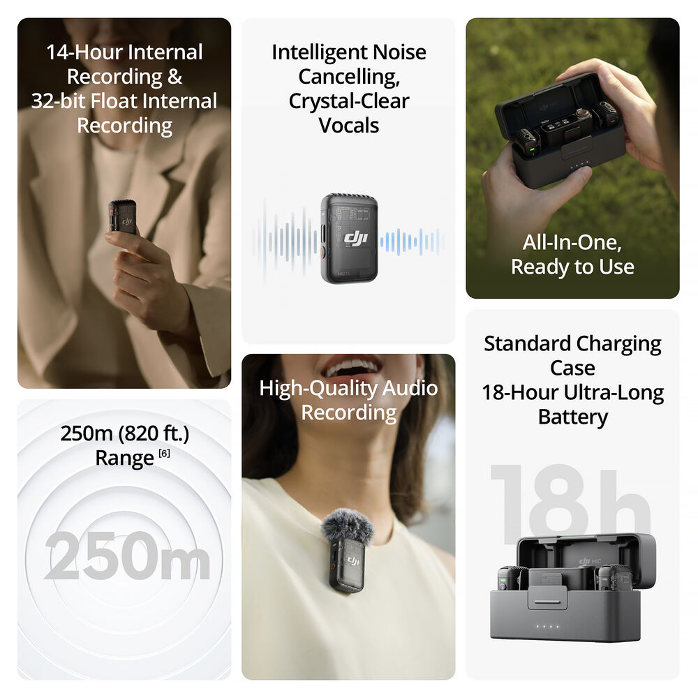 DJI Mic 2 Kablosuz Mikrofon Seti (2TX + 1RX + Şarj Kutusu)