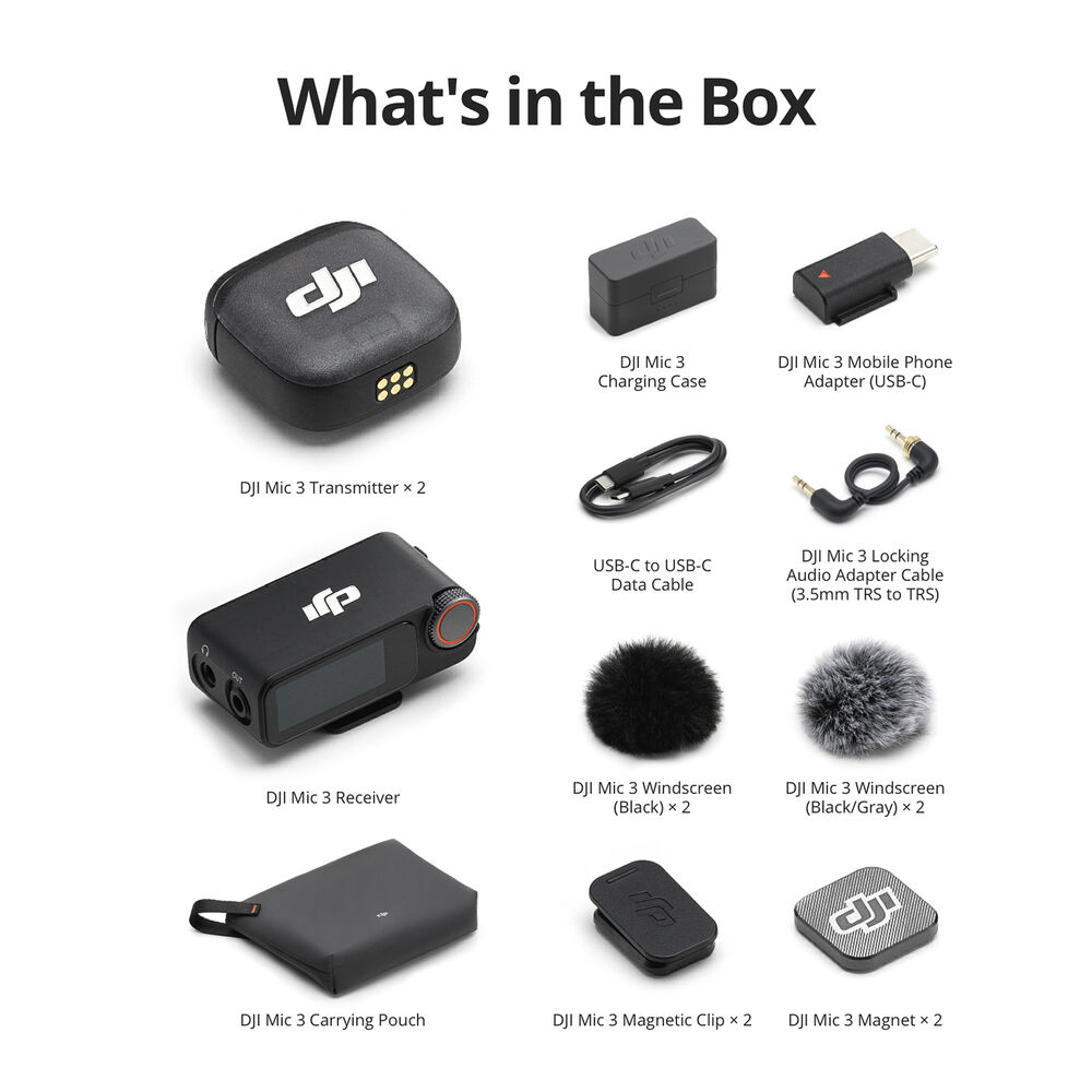 DJI Mic 3 Kablosuz Mikrofon Seti (2TX + 1RX + Şarj Kutusu)