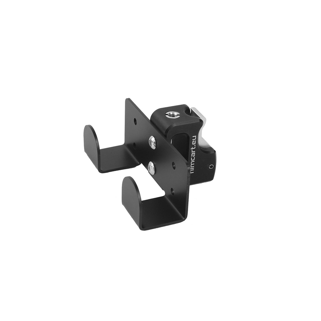[167] Steel Double small flat black hook + Quick clamp with threaded hole and adapter 3/8" to 1/4"