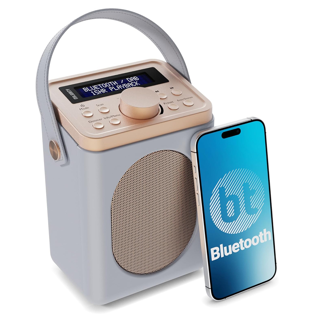 [LSH-DAB-GRY UK] Majority Little Shelford - Gri Taşınabilir DAB/FM Radyo Bluetooth Hoparlör
