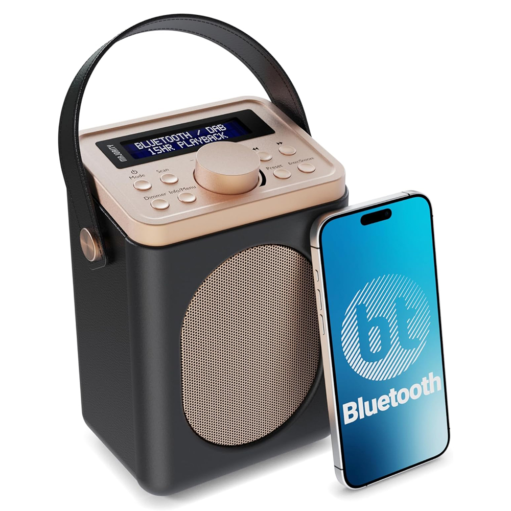 [LSH-DAB-BLK UK] Majority Little Shelford - Siyah Taşınabilir DAB/FM Radyo Bluetooth Hoparlör