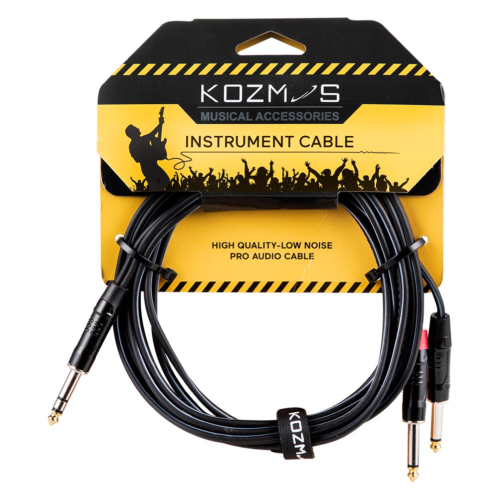 [KCL-317-3M] Kozmos KCL-317-3M Stereo TRS 6,35 - 2 x Mono TRS 6,35MM 3mt Kablo
