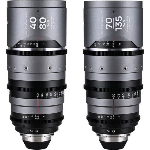 [81WUAY2THM] Laowa Sunlight 2X Anamorphic 2 Lens Bundle (40-80mm,70-135mm) Silver Arri Pl