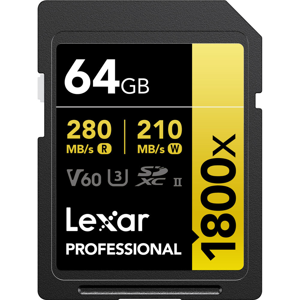 LEXAR 64GB Professional 1800x SDXC UHS-II Hafıza Kartı (V60, U3)