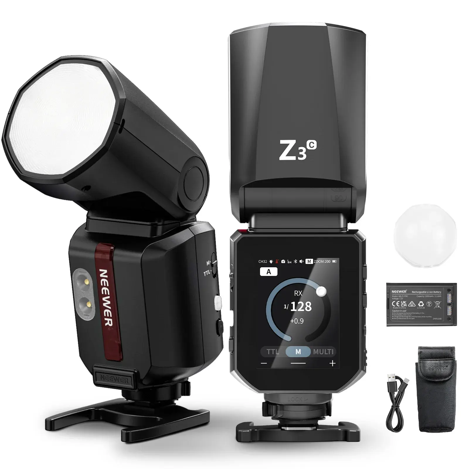 [NWR-Z3R-C] Neewer Z3R-C Canon Uyumlu 100W Yuvarlak Kafa Akülü Tepe Flaşı