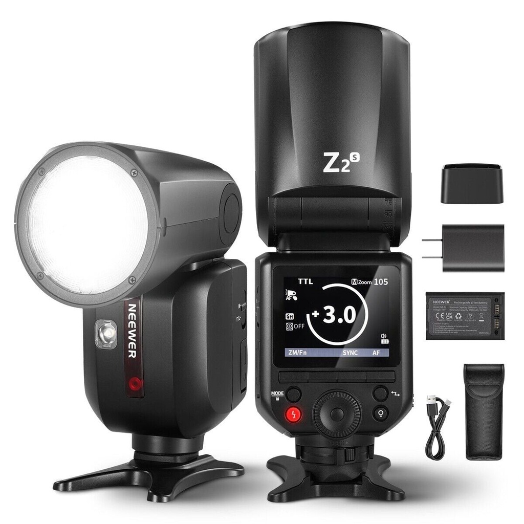 [Z2Pro-S] Neewer Z2PRO-S Sony Uyumlu 76W Yuvarlak Kafa Akülü Tepe Flaşı