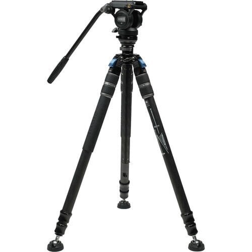 [SVS60+S3+SVM-LF Kit] Sirui SVS60 Karbon Fiber Video Tripod +S3 Fluid Video Kafa +SVM-LF Monopod Tabanı +SVS-3L Tripod Base with Pedal Video Kit