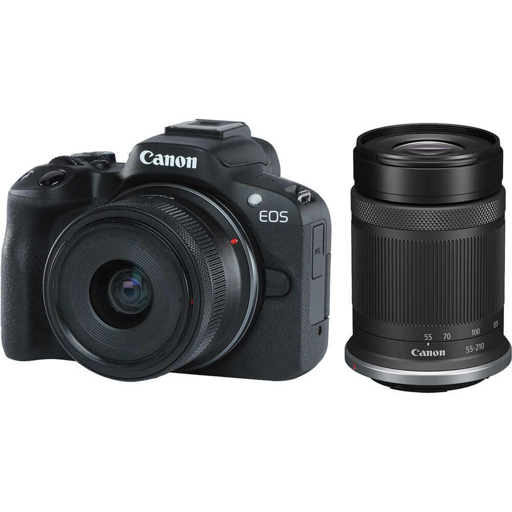 Canon EOS R50 RF-S 18-45mm + RF-S 55-210mm Çift Lens Kit Aynasız Fotoğraf Makinesi