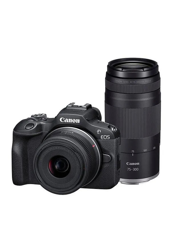 [6052C120] Canon EOS R100 RF-S 18-45mm + RF 75-300mm Çift Lens Kit Aynasız Fotoğraf Makinesi