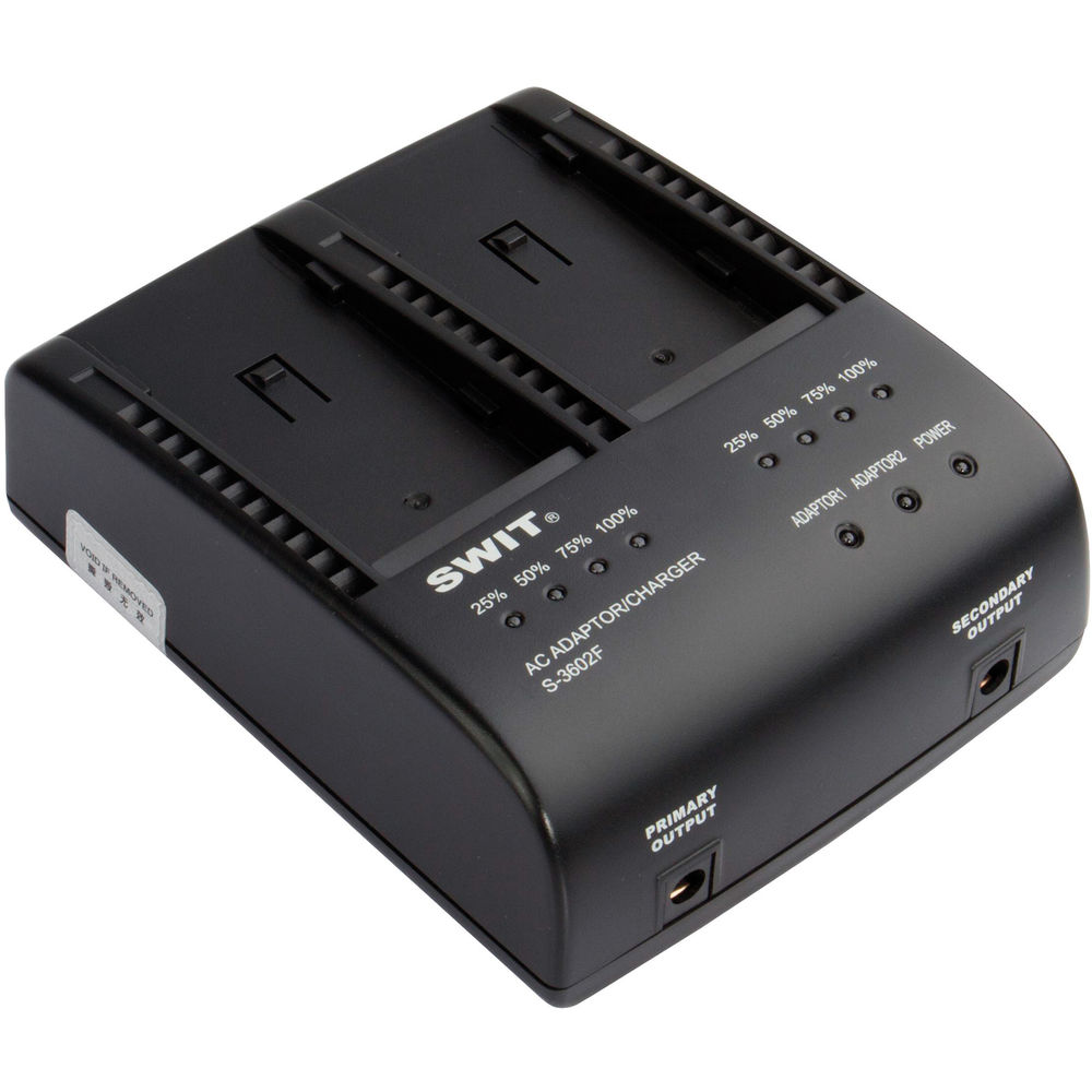 [S-3602F] SWIT S-3602F Dual Charger/Adapter for Sony NP-F970/770/960/950 Batteries