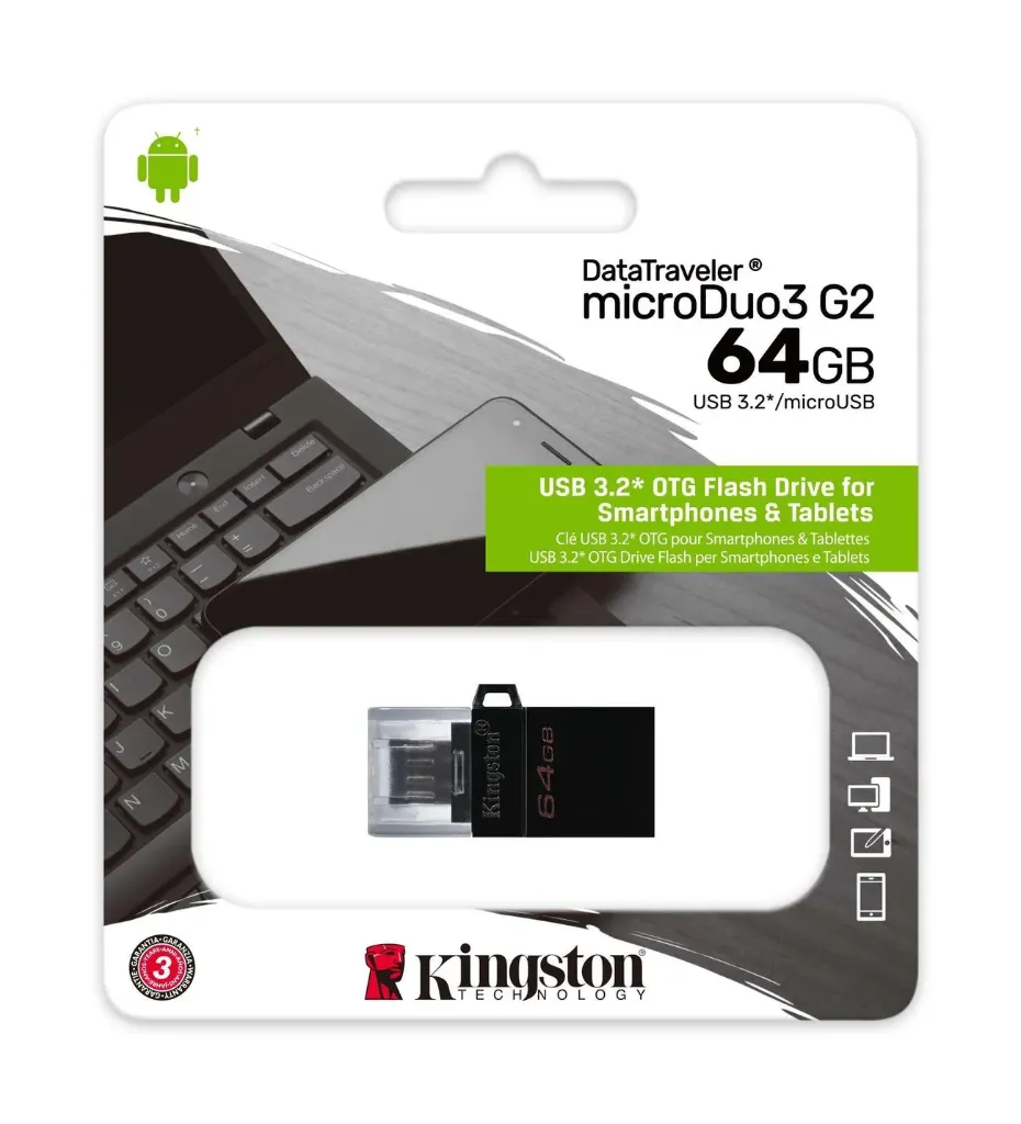 [DTDUO3G2/64GB] Kingston 64GB DT microDuo microUSB+USB3.2 Flash Disk DTDUO3G2/64GB
