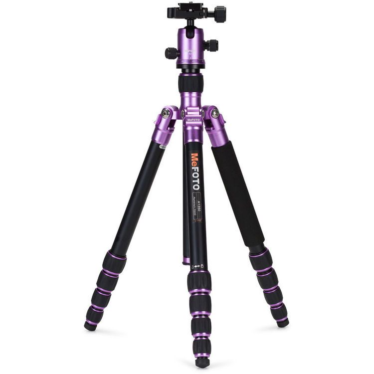[160A-1350Q1P] Benro MeFOTO A-1350Q1P RoadTrip Aluminum Travel Tripod Kit (Purple)
