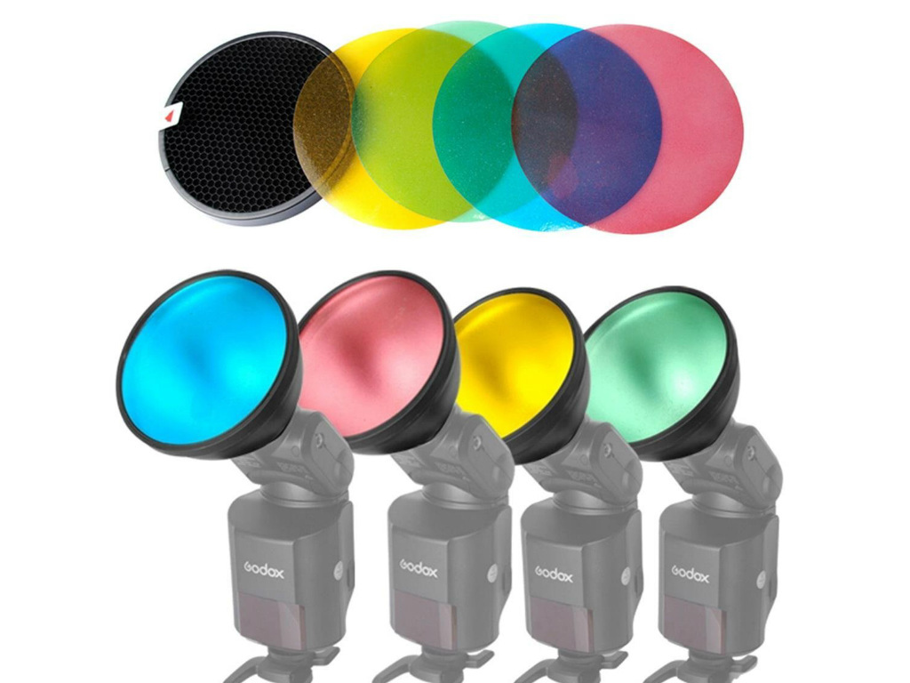 Godox AD200 Renkli Jel Paketi ve Reflektör Izgarası