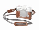 5670 Fujifilm X-T30 III Uyumlu Kahverengi Deri Yarım Kılıf ve Askı