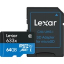 LEXAR 64GB 633x microSDXC Hafıza Kartı (SD Adaptörlü, UHS-I, V30)