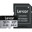 LEXAR 64GB SILVER Plus microSDXC Hafıza Kartı (UHS-I, V30)