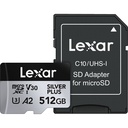 LEXAR 512GB SILVER Plus microSDXC Hafıza Kartı (Adaptörlü, UHS-I, V30)